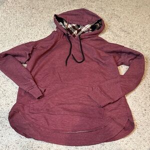 Maurices Maroon Hoodie with Plaid Detail